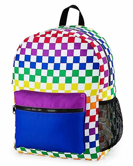 Cheapest ✔️ Pride Rainbow Checkered 🎒 Backpack 🛒 - Image 3