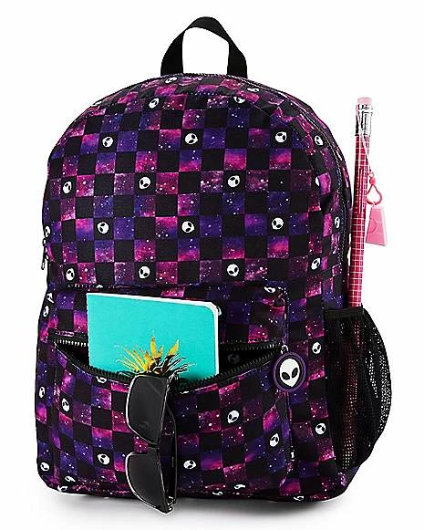 Best deal ๐ Galaxy Alien Checkered ๐ Backpack ๐ - Image 5