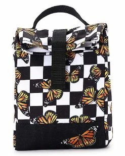 Best deal ❤️ Checkered Butterfly Roll Top Lunch Box 🎁