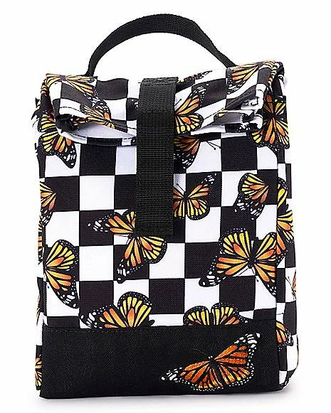 Best deal β€οΈ Checkered Butterfly Roll Top Lunch Box π