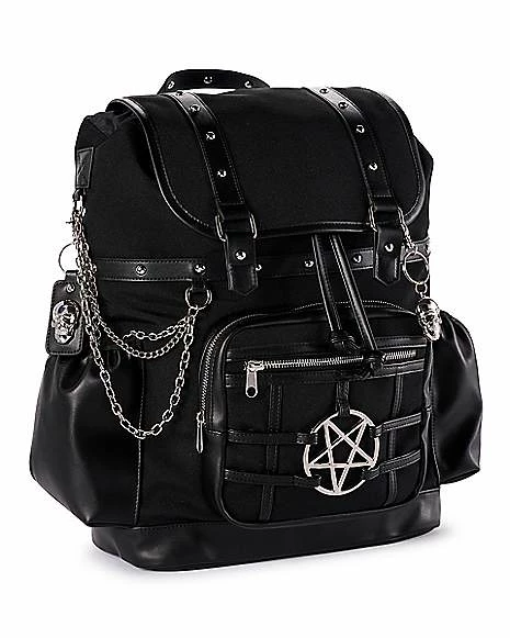 Best Sale โค๏ธ Black Pentagram Hardware Rucksack ๐ Backpack ๐ - Image 2