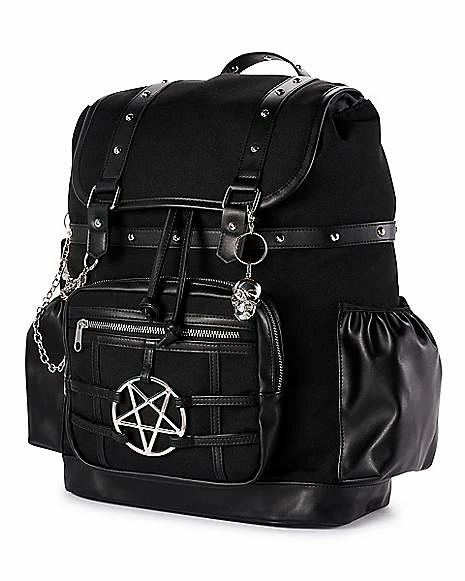 Best Sale โค๏ธ Black Pentagram Hardware Rucksack ๐ Backpack ๐ - Image 3