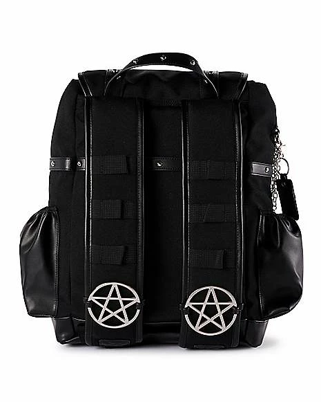 Best Sale โค๏ธ Black Pentagram Hardware Rucksack ๐ Backpack ๐ - Image 4
