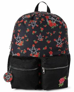 Promo 🛒 Pentagram Roses Print 🎒 Backpack ✨